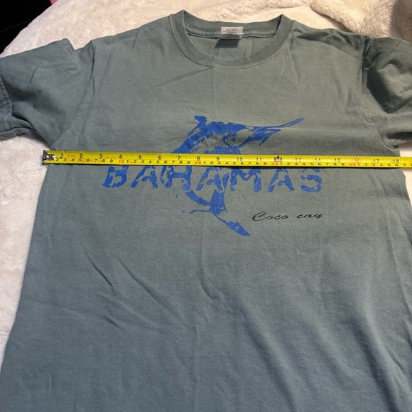 Gildan Green and Blue Short Sleeve Tee Bahamas Coco cay 100% Cotton - Picture 9 of 12